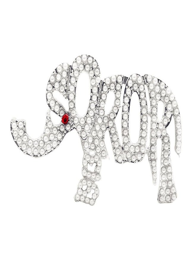HUSURU Pearl Elephant DST Sorority Pin Soror Greek Delta Brooch Social Womenhood Gift Jewelry For Clothing Bag - Image 1